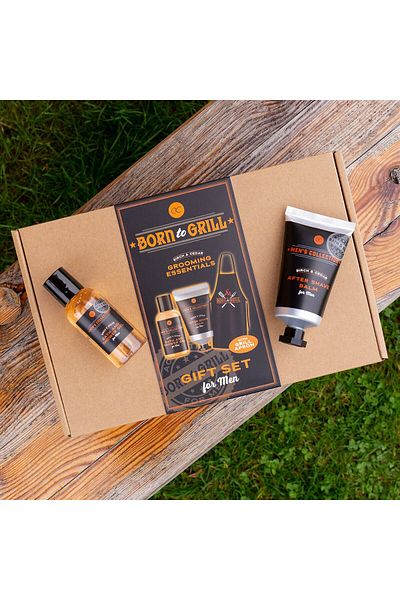 ACCENTRA Men's Gift Set Men's Collection – 2in1 Shower Gel, After Shave Balm, Barbecue Apron