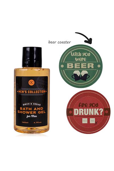 ACCENTRA Gift Set for Men in Kraft Paper Box – Shower Gel 140ml and Glass Holder