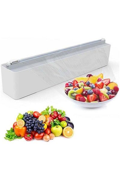 COOYA Aluminum Foil & Plastic Wrap Dispenser with Cutter, Including an Extra Roll of Food Cling Film,White