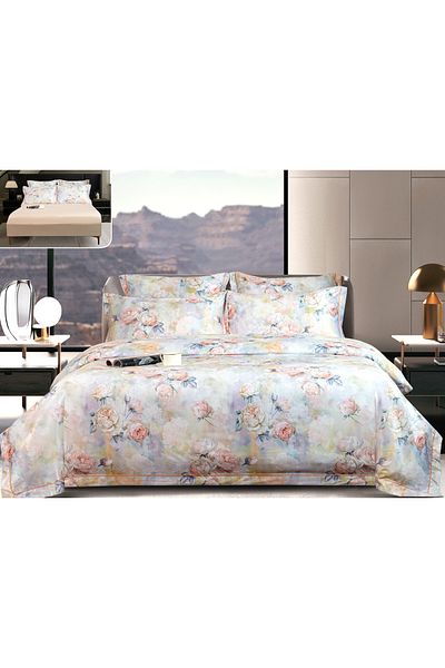 CHIRASO CHIRASO Bedding Set, SATIN Premium, ELASTIC Sheet 180x200, Duvet Sheet 200x230, 4 Pillowcases