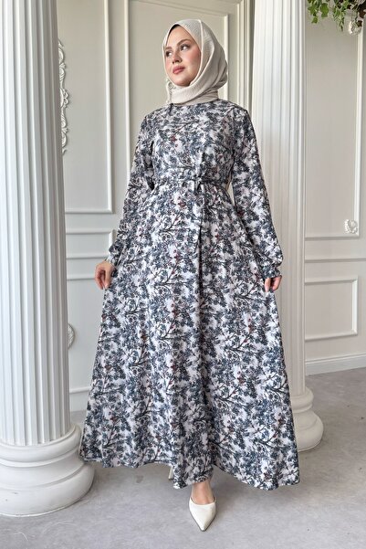 InStyle Польова квітка Сірий атласний сукня