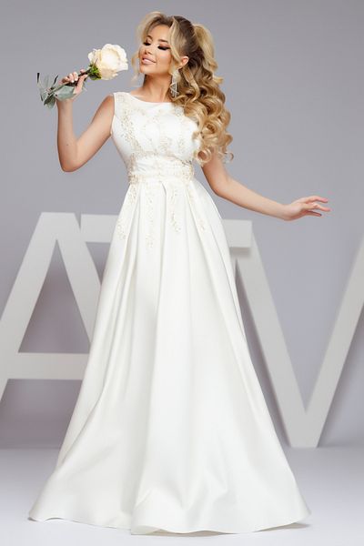 Atmosphere Fashion Off white taffeta long dress