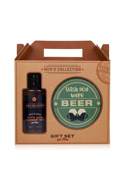 ACCENTRA Gift Set for Men in Kraft Paper Box – Shower Gel 140ml and Glass Holder