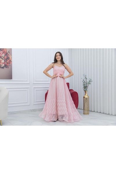 Nice Model Elegant Midi Dress Double Cloche Pleated Cut Shiny Fabric Women's Fashion Nice Model