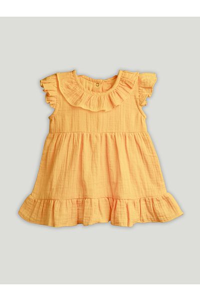 luay 100% Linen Baby Frock, with Frills, Cute and Trendy Summer Dress for Babies (Pack of 2) 9-12 M