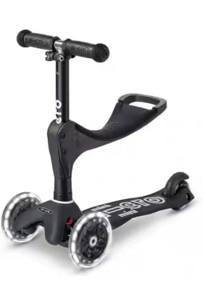 Micro Scooters- Mini Deluxe 3 in 1 Deluxe Eco -Black | Scooter for Kids | Kids Scooter | Scooter wit