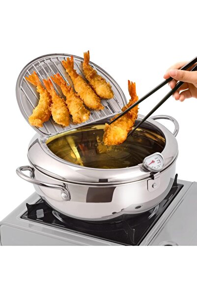 Bonjour وعاء قلي عميق تمبورا ياباني سعة 3.4 لتر، مصنوع من الفولاذ المقاوم للص...