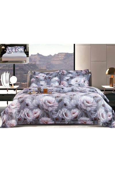 CHIRASO CHIRASO Bedding Set, SATIN Premium, ELASTIC Sheet 180x200, Duvet Sheet 200x230, 4 Pillowcases