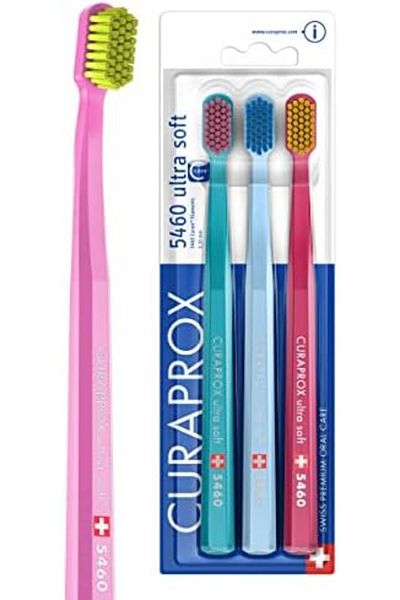 Curaprox CS 5460 Ultra-Soft Toothbrush | 3-Pack Manual Toothbrush for Adults with 5460 CUREN® Brist