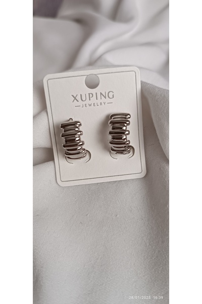 ARİ TAKI Steel Earrings with Full Ring Line Details
