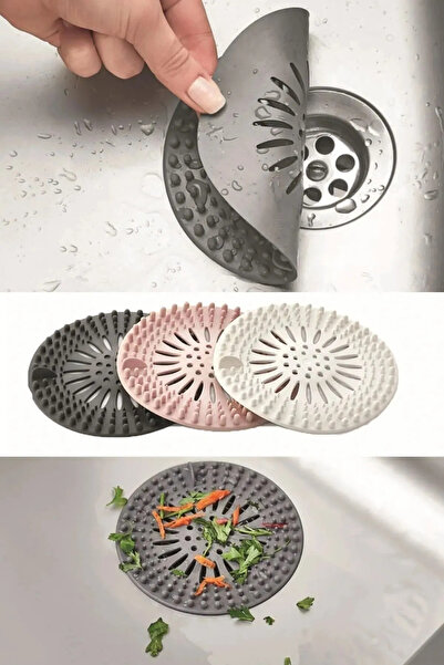 EcoVibe Silikon Süzgeç Banyo Ve Mutfak Gider Kapatıcı Lavabo Süzgeci Artık Tu...