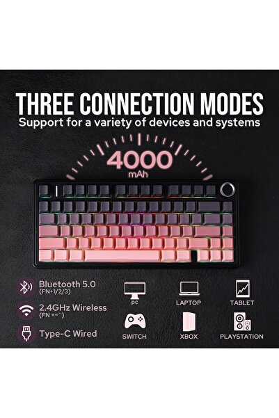 Epomaker X AULA F75 75% Wireless Tri-mode Hot-Swappable Mechanical Keyboard (Black Pink)