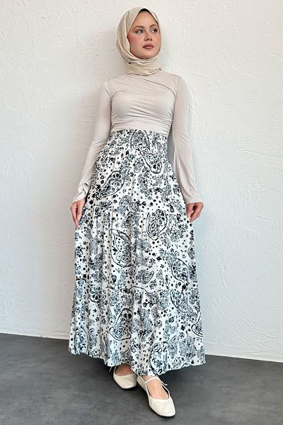 InStyle Fusta din viscoză gri cu flori de iederă