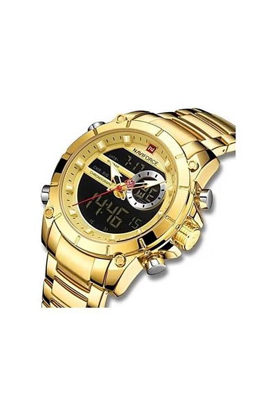 Naviforce Men Military Sport Wrist Watch Quartz Steel Water-Resistant Dual Display Male Clock Watches Relogio