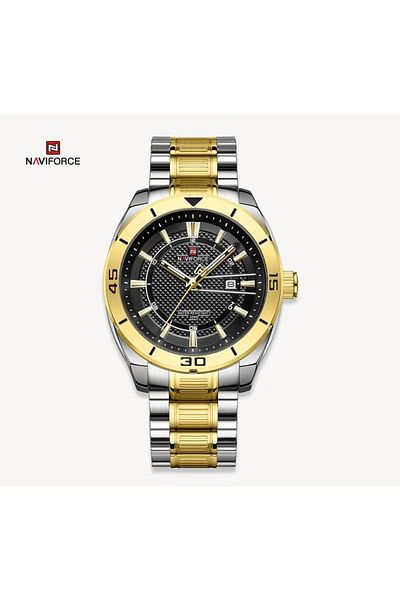 Naviforce Mens Stainless Steel Watch Luxury Quartz Water Resistant