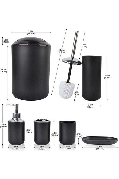 COOYA Bathroom Accessories Set, 6-Piece Bathroom Set Black