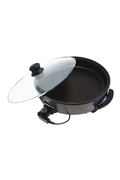 DLC Pizza Maker Versatile Skillet with Glass Lid - Non-Stick & Adjustable Temperature for Easy Cooking