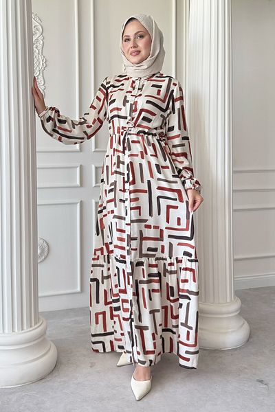InStyle Φόρεμα με μοτίβο πλακιδίων βισκόζης