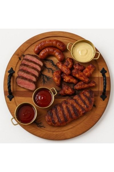 Blusmart Wooden serving tray with handles, round, 38 cm
