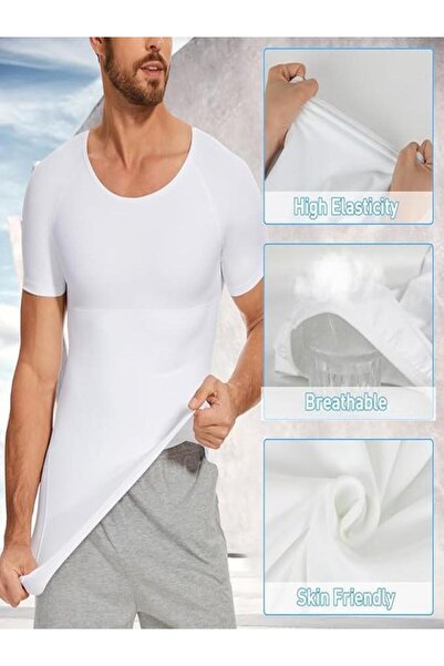 Inner Vision Men's Shaping Half Sleeve Undershirt – Body Shaping Compression Corset Undershirt