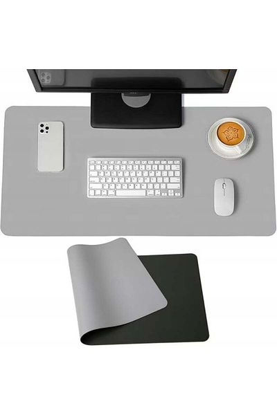 PROTONE XXL mousepad for desk protection, made of pu leather, double-sided Gray/Black, 90x45 cm
