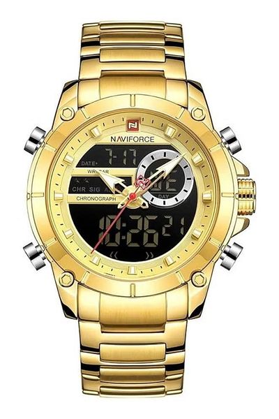 Naviforce Men Military Sport Wrist Watch Quartz Steel Water-Resistant Dual Display Male Clock Watches Relogio