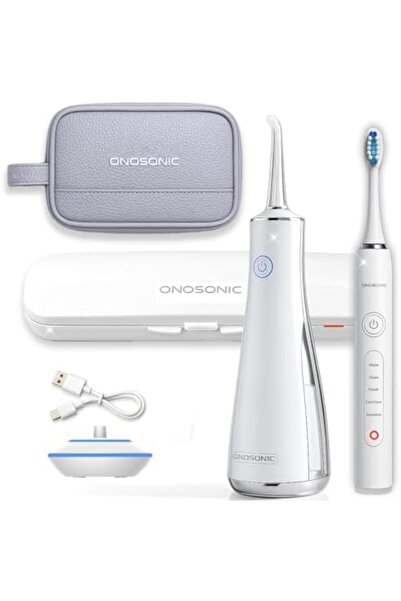 ONOSONIC فرشاة أسنان كهربائية DX-1 + جهاز تنظيف الأسنان بالماء DF-1 مجانًا وحقيبة سفر مجانية متضمنة - أسنان بيضاء