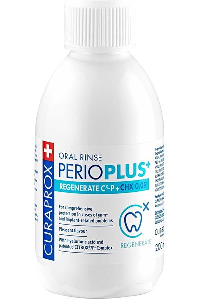 Curaprox Perio Plus Regenerate Mouthwash | 0.09% Chlorhexidine for Advanced Oral Care – 200ml