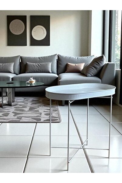 metalshop Metal Geniş Tepsili Katlanır Yan Sehpa