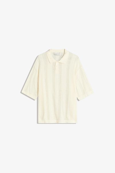 Bershka قميص بولو مخرم ذو ملمس مميز