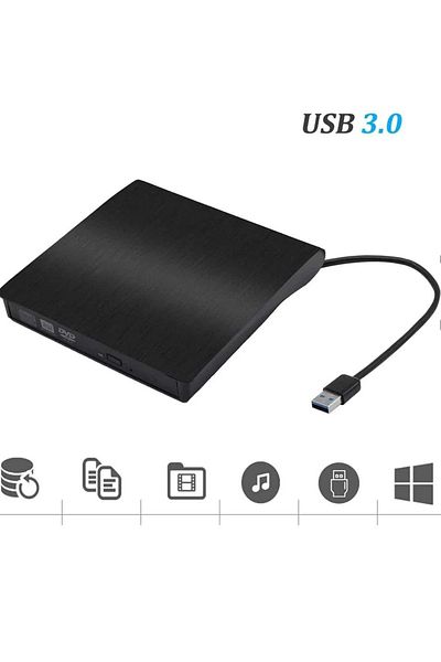 DexXer External CD DVD Optical Drive, Plug and Play, 8X / 24X, USB 3.0, CD / VCD / DVD Burner Writer