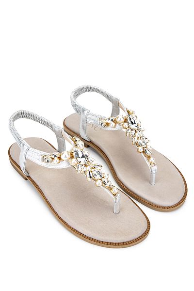 Tamer Tanca Women's Faux Leather Gray Flip Flops Sandals