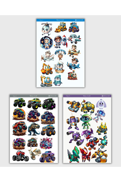 MirayDesign 6’lı Oyuncak Temalı Sticker Seti – 12x17 cm| Bullet Journal, Scrapbook, Ajanda, Planlayıcı İçin
