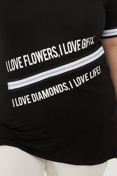 RMG I Love Printed Large Size T-Shirt Black