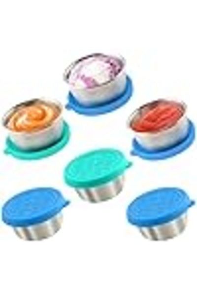 COOYA Seasoning box, 304 cat claw spoon - silver+304 stainless steel (small size 6 set 6 cups）
