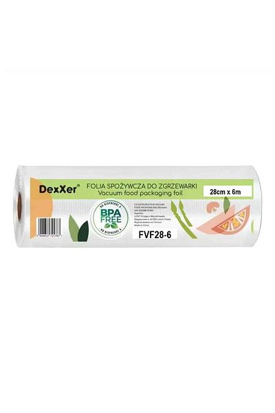 DexXer embossed vacuum bags, for food vacuum sealer, 1 roll, 28cm x 6m, reusable, durable, sous vide
