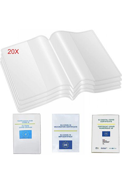 Mizijia Set of 20 Mizijia passport/passport book covers, transparent, PVC, 11 X 15 cm