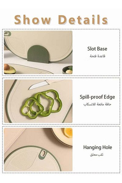 Lumely Cutting Board Set,Cutting Board With Stand, BPA-Free for Fruits, Meat and Vegetables (Green),3 Pcs