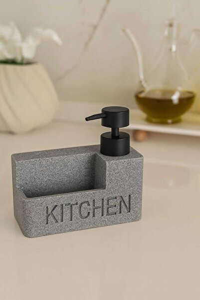 daimahome Gri Sıvı Sabunluk (Polyresin Malzeme)