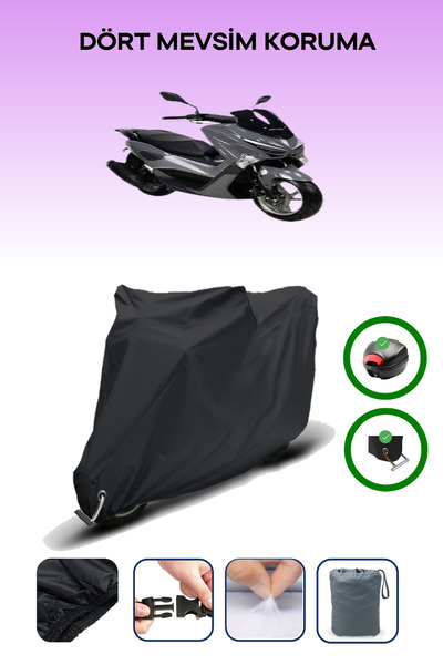 Breen Siyah Arka Çanta ve Kilit Uyumlu Revolt Rsx5 Motor Brandası Koruma Örtüsü