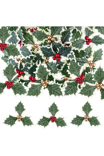 TUPARKA Set of 30 artificial leaves with fruits for decorating Christmas ornaments TUPARKA, foam/polyeste