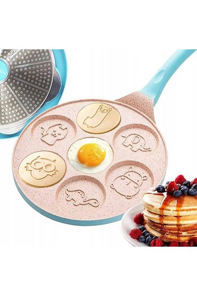 NewEvo Pancake Pan, 7 Animal Shapes, Made Of Ceramic Coated Steel, Pan Diameter 25cm