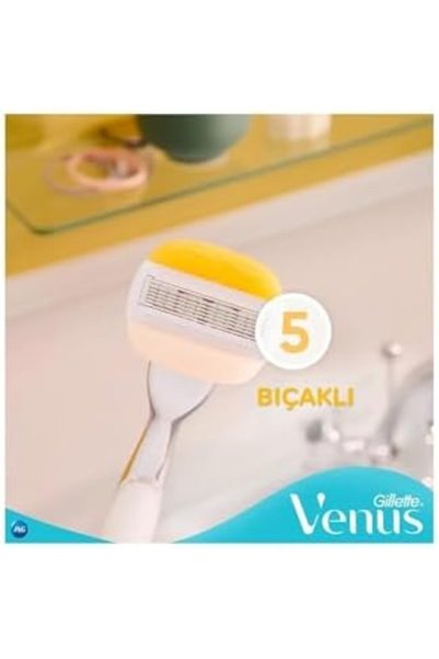 Gillette Venus ماكينة حلاقة فينوس وأولاي كومفورت جلايد بجوز الهند للنساء بمقبض معدني و5 شفرات - قطعة واحدة