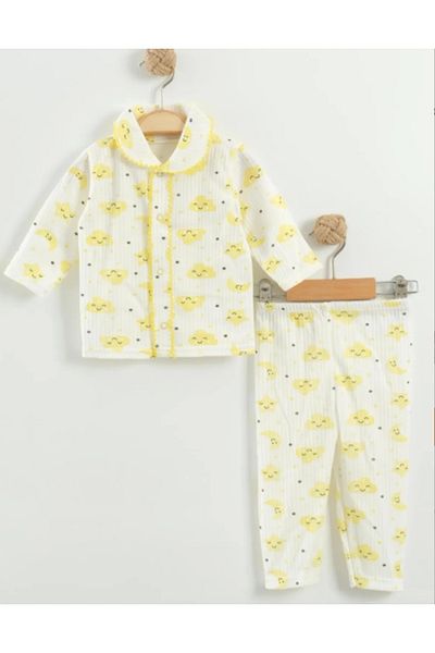 Baby Wings Like Mother Touch Kuzum Bebe Yellow Cloudy Front Snap Double Baby Suit