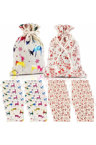 LANMOK Set of 24 bags for LANMOK advent calendar, canvas, multicolor, 18.3 x 13.3 cm