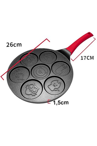 NewEvo Pancake Pan, 7 Animal Shapes, Made of Aluminum with Non-Stick Coating, Pan Diameter 26cm
