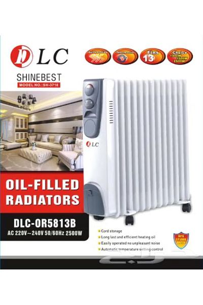DLC Portable Oil-Filled Radiator Heater - Adjustable Thermostat & Wheels