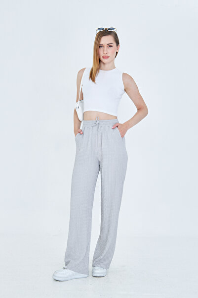 so much بنطلون نسائي صيفي أنيق ومريح ذو أرجل واسعة وخصر عالٍ