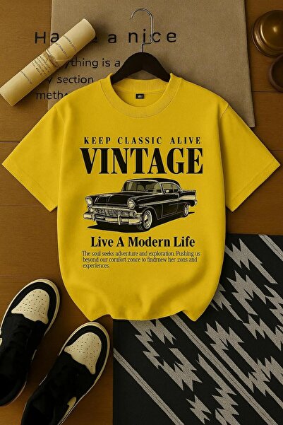 H&GHAMLEGİYİM Vintage majica sa štampanim uzorkom, oversize, unisex