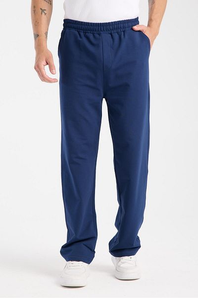 MYSPORT 6004 Ανδρικά φούτερ Indigo Loose Fit με φαρδιά τσέπη με φερμουάρ μέση με κορδόνια Indigo ανδρικά φούτερ